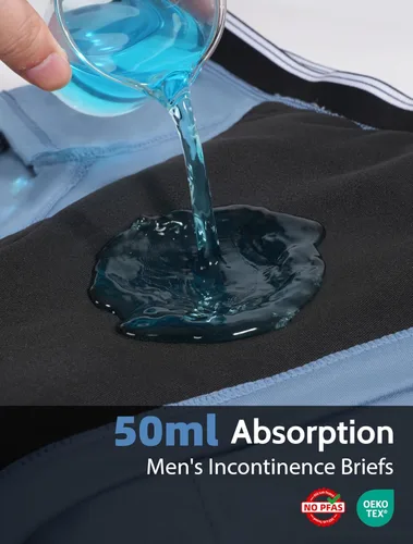 Miniatura 3 de TIICHOO Ropa interior para incontinencia para hombre, lavable, a prueba de fugas, 1.7 fl oz de absorción, paquete de 5