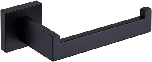 TASTOS Soporte de papel higiénico negro mate, dispensador de rollos de papel higiénico y colgadores montado en la pared para baño y cocina, acero