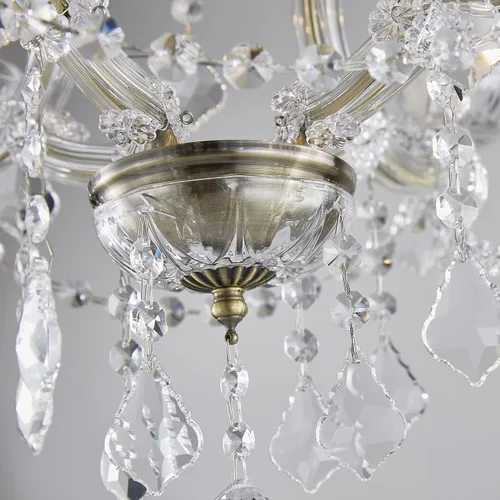 Miniatura 5 de Saint Mossi Lámpara de Araña de Cristal K9 Maria Therese de 4 Luces, Acabado en Latón Antiguo, Lámpara de Araña Moderna Pequeña para Dormitorio