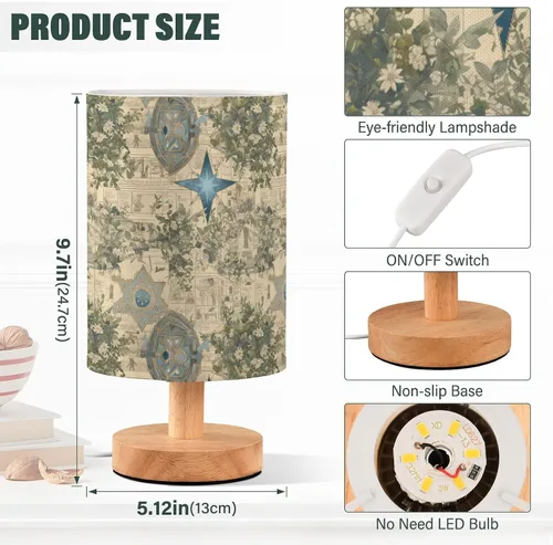 Miniatura 3 de Retro Old Books Pattern Stars Green Leaves Kids Table Lamp Night Lights for Adults for Farm Table Lamps for Kids Unique juego de lamparas de mesa