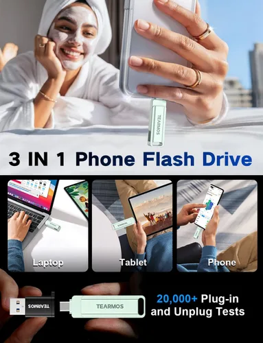 Miniatura 2 de Memoria Stick de 256 GB para iPhone Flash Drive, almacenamiento de teléfono para fotos y videos, copia de seguridad de archivos, compatible