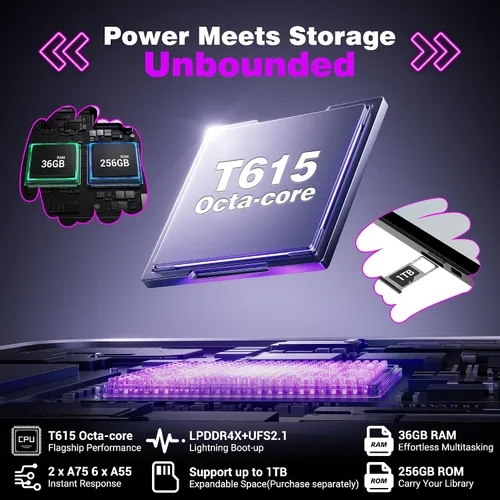 Miniatura 3 de Tablet Android 16 Slim 2025 de 11 pulgadas con teclado, lápiz óptico y mouse, 2K IPS Widevine L1, 36 GB de RAM 256 GB (1 TB TF), 8000 mAh, T615 8