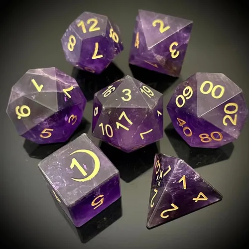Miniatura 2 de Truewon Juego de dados de piedra de 7 dados hechos a mano para RPG DND hechos con piedras preciosas naturales.