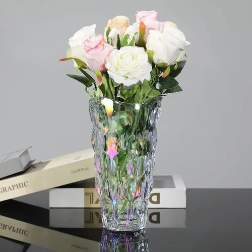Miniatura 4 de CEMABT Floreros de vidrio irrompibles de 9.5 pulgadas y 3.4 libras para flores, jarrón grueso Morden para mesas de centros de mesa, coloridos