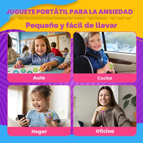 Miniatura 5 de Anillos sensoriales para inquietos para niños: paquete de 12 anillos giratorios - Juguetes de textura para el estrés de niños con autismo, calmantes