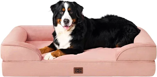 Miniatura 60 de EHEYCIGA - Cama ortopédica para perro grande, impermeable, de espuma viscoelástica y espuma tipo caja de huevos, bordes elevados, antideslizante