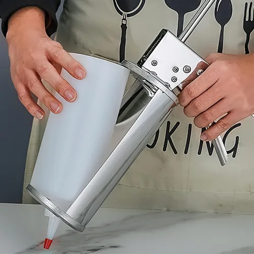 Miniatura 5 de Pistola de salsa de hamburguesa de acero inoxidable, dispensador de crema agria, dispensador de aderezo para ensaladas con botellas dispensadoras