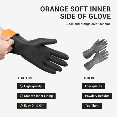 Miniatura 7 de ThxToms 3 pares de guantes de lavado de platos, guantes de limpieza de látex reutilizables para tareas domésticas, cocina, baño, duraderos