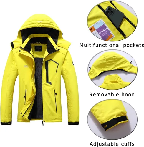 Miniatura 6 de Pooluly - Chaqueta de invierno para esquísnowboard para mujer, con capucha, impermeable, rompeviento