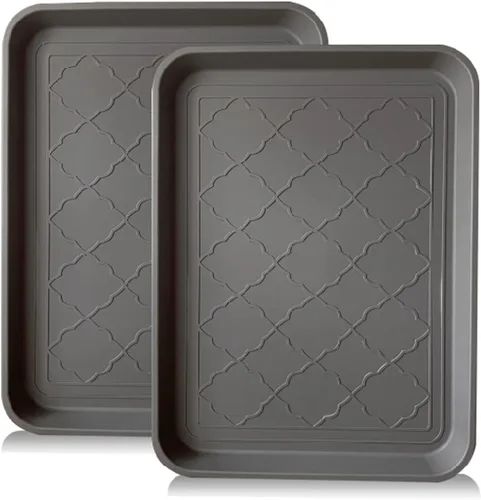 Miniatura 11 de PetLike Bandejas para botas para entrada en interiores, bandejas de comida para mascotas, 16.7 x 12.8 pulgadas, paquete de 2 unidades, bandeja