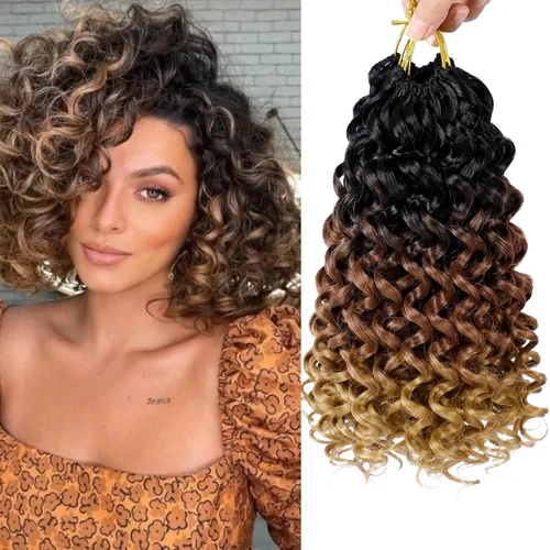 Miniatura 51 de 7 paquetes de cabello rizado de ganchillo GoGo de 6 pulgadas, pelo corto, para mujeres, rizos de playa, trenzas de ganchillo de torsión profunda