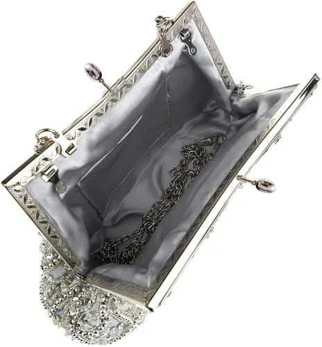 Miniatura 4 de TOTZY Bolsos de noche de lentejuelas rebordeadas 1920s bolso de embrague de boda fiesta noche monedero