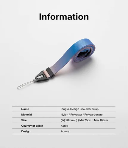 Miniatura 8 de Ringke Aurora - Cordón de teléfono para iPhone 17 Pro Max y la mayoría de los teléfonos inteligentes [hebilla de un toque], correa de hombro