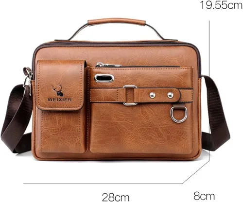 Miniatura 8 de Tellrain Maletín de negocios para hombre, bolsa de mensajero de piel sintética, bolsa de viaje de oficina para negocios, viajes y escuela