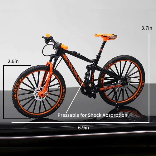 Miniatura 6 de Mini juguete de bicicleta de montaña cuesta abajo de aleación, modelo de bicicleta de dedo BMX fundido a presión para colecciones (negro/verde)