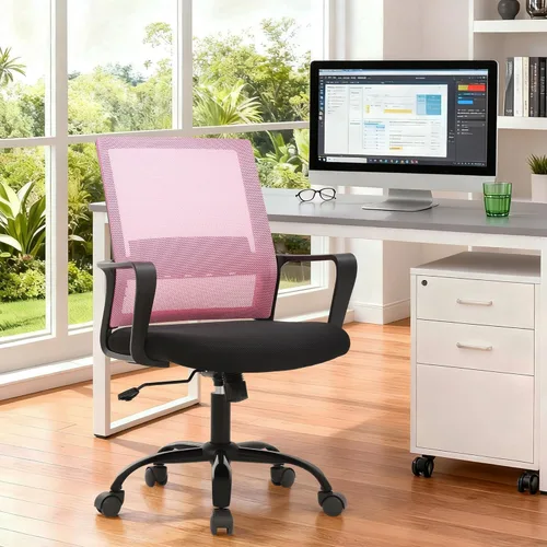 Miniatura 2 de PayLessHere Silla de oficina para computadora, silla ergonómica de malla, respaldo medio, silla giratoria para oficina en casa, silla de escritorio