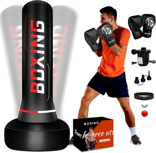 Miniatura 9 de Freestanding Punching Bag for Adult Teens, 70" Heavy Punching Bag with Boxing Gloves and Electric Air Pump for Beginners Kickboxing Training MMA