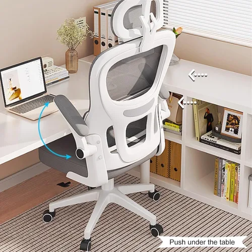 Miniatura 3 de Ergonomic Swivel Gaming Chair High Back Mesh Computer Desk Office Chair with Flip-Up Armrests and Elastic Lumbar Support, Space-Saving Design for C