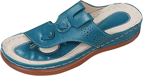 Miniatura 37 de Ladmiple Sandalias ortopédicas florales de moda 2023 con soporte de arco, zapatillas romanas casuales con puntera abierta