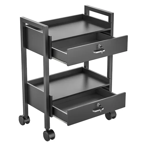 Miniatura 7 de Carrito de gabinete de belleza para salón, carrito rodante de almacenamiento de 2 niveles, organizador de cajones con ruedas, herramientas