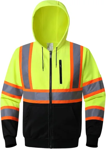 Sudadera con Capucha de Alta Visibilidad para Hombres y Mujeres Clase 3 Chaqueta de Sudaderas de Seguridad de Alta Visibilidad Sudadera con Capucha