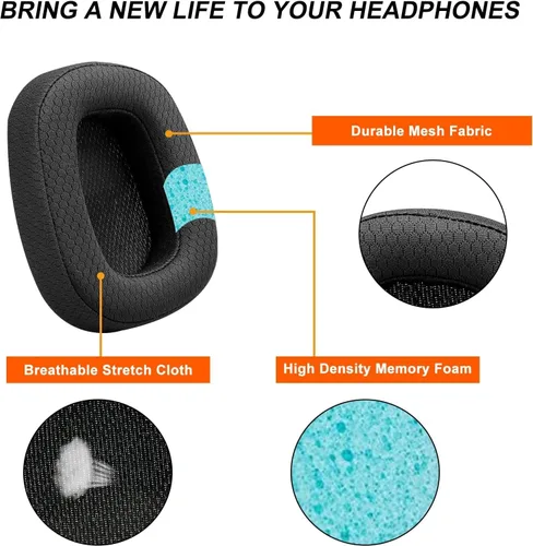 Miniatura 4 de Almohadillas de repuesto para Logitech G533 G633 G935, GVOEARS Almohadillas de gel refrescante para Logitech G231 G433 G533 G633 G635 G933 G935 G935