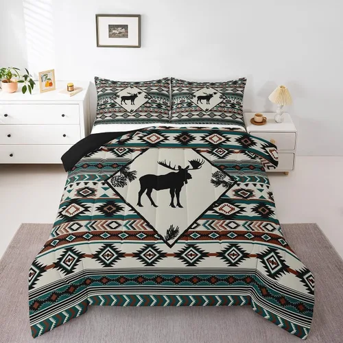 Miniatura 26 de Erosebridal Juego de edredón de campamento para niños y niñas, ropa de cama de campista tamaño twin, edredón vintage de campamento feliz