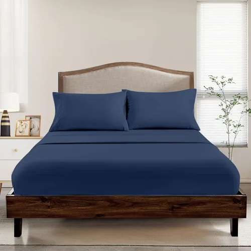 Miniatura 6 de FreshCulture Paquete de 2 sábanas bajeras individuales – Sábana bajera de calidad de hotel tamaño individual – Ultra suave y transpirable – Azul