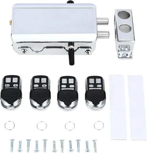 Miniatura 6 de Cerrojo electrónico, control remoto, antirrobo, seguridad para el hogar, sin llave, cerradura de puerta oculta inteligente con 4 controles remotos