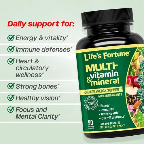 Miniatura 3 de Life's Fortune Multivitamínico Fuente de Energía Totalmente Natural que Suministra Concentrados de Alimentos Integrales, Antioxidantes, Aminoácidos