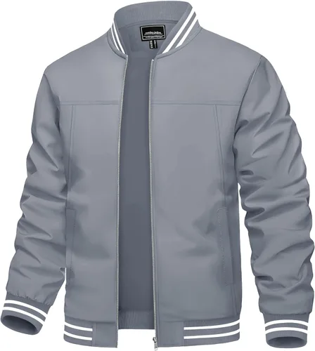 Miniatura 12 de TACVASEN Chaqueta ligera para hombre, casual, primavera, otoño, cortavientos, bombardero, con cremallera, abrigo con bolsillo