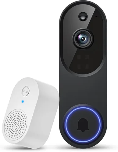 Cámara de timbre de video inalámbrico 1080P, detección humana AI, conversación de 2 vías, visión nocturna, WiFi de 2.4 GHz, cámara de seguridad para