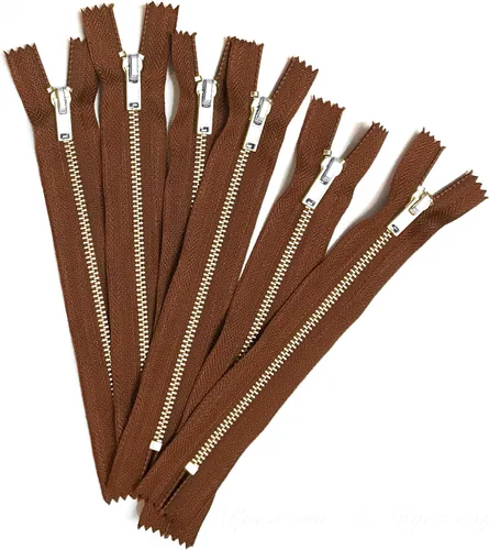 Miniatura 10 de 10 cremalleras de dientes de metal dorado de latón (7 pulgadas, Natura/Beige)