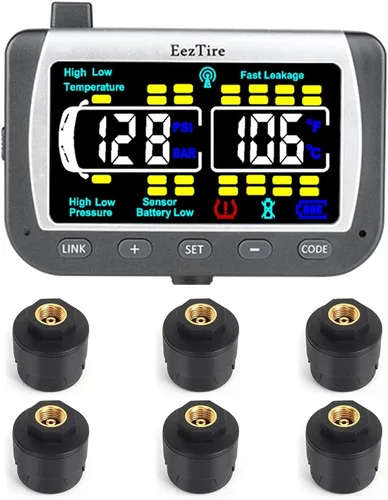 Miniatura 19 de EEZ RV Products EEZTire - Sistema de monitoreo de presión de neumáticos en tiempo real/24x7 - Monitor a color + 4 sensores + Sistema de refuerzo