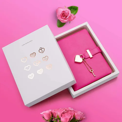 Miniatura 3 de Diario con cerradura en forma de corazón con llave, cubierta de piel sintética, diario, organizador personal, cuaderno secreto para niñas y mujeres