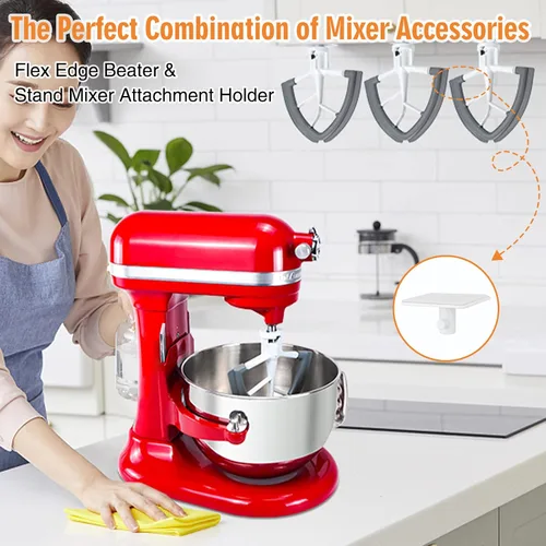 Miniatura 7 de Varilla Flex Edge para batidora KitchenAid con cabezal inclinable de 4.5-5 cuartos, pala plana con bordes de silicona flexible que sirve como