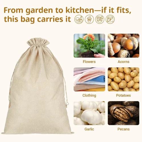 Miniatura 3 de Tapleap Bolsas de arpillera con cordón – 10 sacos originales de 16 x 24 pulgadas para envolver regalos, almacenamiento, graduación, junio, día