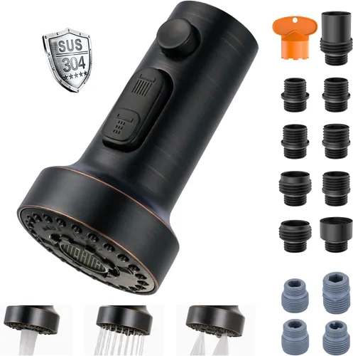 Miniatura 11 de Reemplazo de Cabezal de Grifo Extraíble: Reemplazo de Cabezal de Rociador de Grifo de Cocina de 3 Funciones con 9 Adaptadores - Cabezal de Grifo