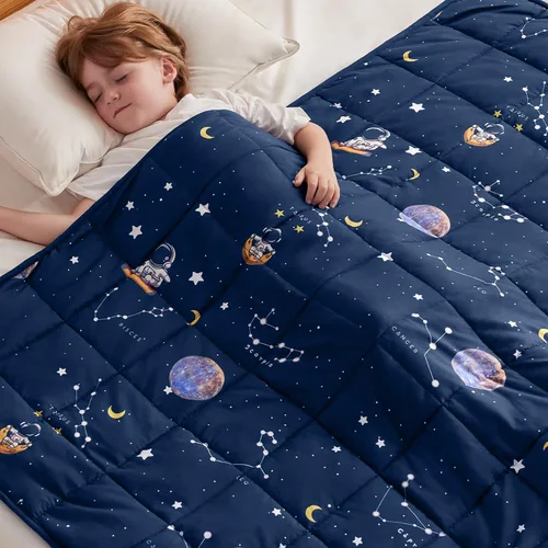 Miniatura 42 de anfie - Manta con peso para niños (40 x 60 pulgadas, 7 lb), manta refrescante para dormir, tamaño de manta ligera, transpirable, con cuentas de Gris