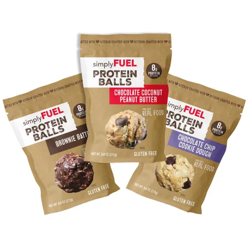Miniatura 10 de simplyFUEL - Bolas de proteína de alimentos integrales con probióticos, bocadillos de chocolate y almendras y coco, 0.28 oz de proteína, bolas