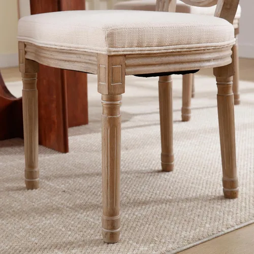 Miniatura 9 de Kmax Sillas de comedor estilo granja, patas de madera marrón, elegantes sillas de cocina copetudas, sillas de dormitorio francesas desgastadas