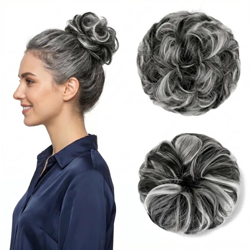 Miniatura 41 de Moño desordenado grande y desordenado, moño ondulado, rizado, coleteros gruesos, extensiones de cabello para mujeres y niñas, color marrón jengibre