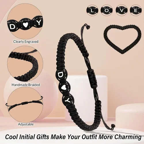 Miniatura 3 de Pulseras con iniciales para mujeres y hombres, regalos para novia, novio, pulseras de letras "I Love You", regalos para ella, él, mejor amigo