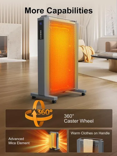 Miniatura 7 de Uthfy Calentadores de espacio de 1500 W para uso en interiores, calentadores de convección de 35 pulgadas para uso en interiores, calefacción de 3