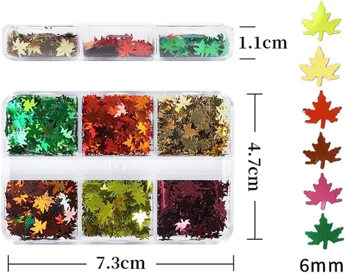 Miniatura 6 de Lentejuelas de uñas con purpurina de otoño, hojas de arce, copos de purpurina holográfica, hojas de arce holográficas, purpurina para uñas, diseño