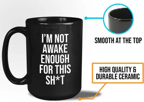 Miniatura 4 de Sleepy Coworkers - Taza de café de 15 onzas, color negro, con texto en inglés "I 'm not awake enough - Lazy Person Sleepy People Who Loves Doing