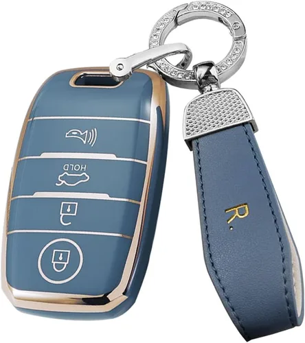Miniatura 24 de ontto Funda para llave de automóvil de 4 botones compatible con Kia Forte Koup NIRO Optima Rio TPU llavero suave y duradero, color beige