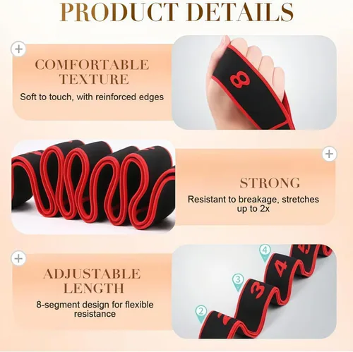 Miniatura 5 de Bandas de resistencia de fitness con asas, banda de resistencia para ejercicios de estiramiento y yoga, ejercicio de tirador de moda, bandas