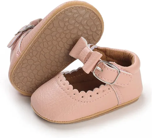 COSANKIM Zapatos planos Mary Jane para bebés y niñas, suela de goma antideslizante, zapatos de vestir de princesa para boda