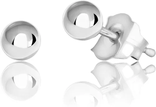 Miniatura 12 de Honolulu Jewelry Company Aretes de bola redonda pulida de plata de ley prémium con respaldo de 0.197 in, 0.079 in - 0.394 in